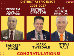 District 72 Trio Elect for 2026-2027. 